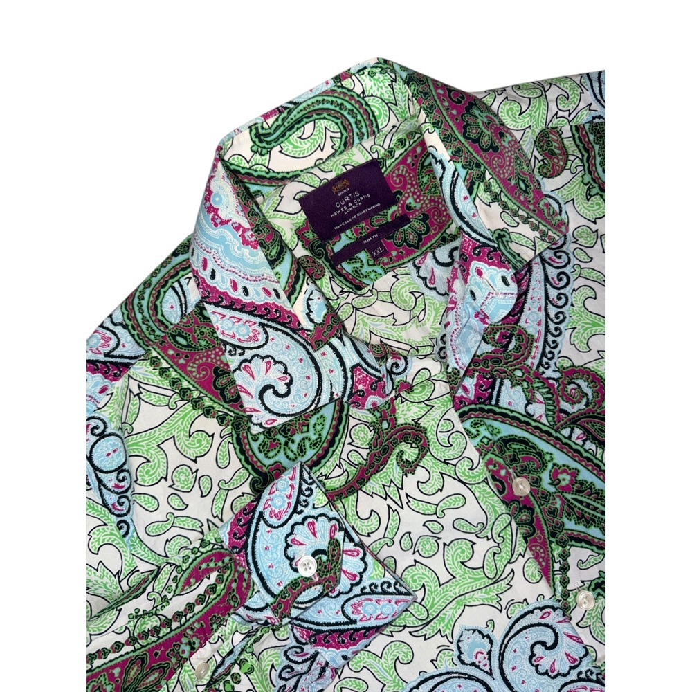 Curtis Hawkes & Curtis London Men's Slim Fit Paisley Print Long Sleeve Shirt XXL
